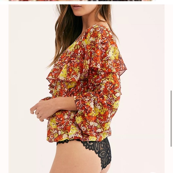 Free People Say It To Me Bodysuit Long Balloon Sleeve small - Picture 4 of 8